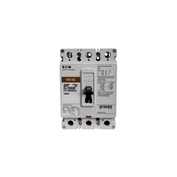 Eaton Molded Case Breakers MCCBs HFD 3P 100A 250V 50/60Hz 3Ph F Frame HFDDC3100WF01 - main